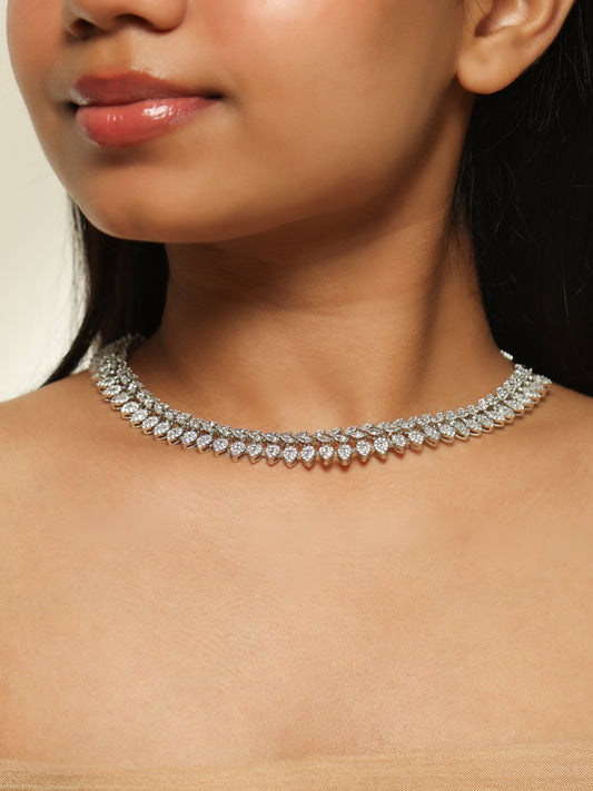 Celeste Fringe Diamond Choker Necklace Set