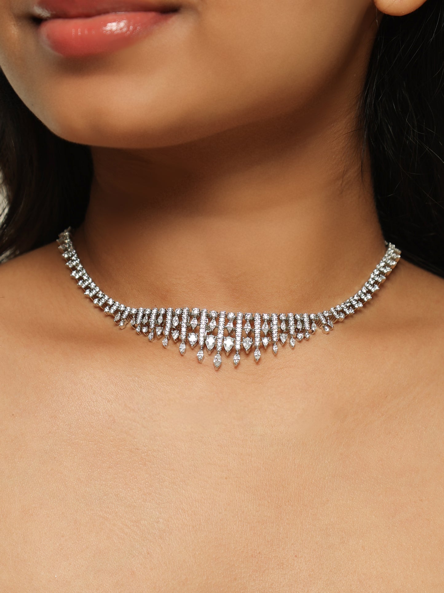 Seraphina Fringe Diamond Choker Necklace Set