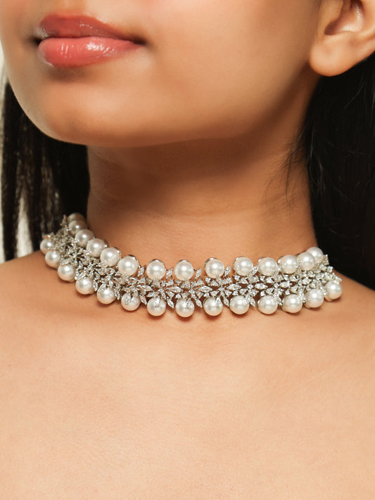 Noor Pearl Blossom Choker Set