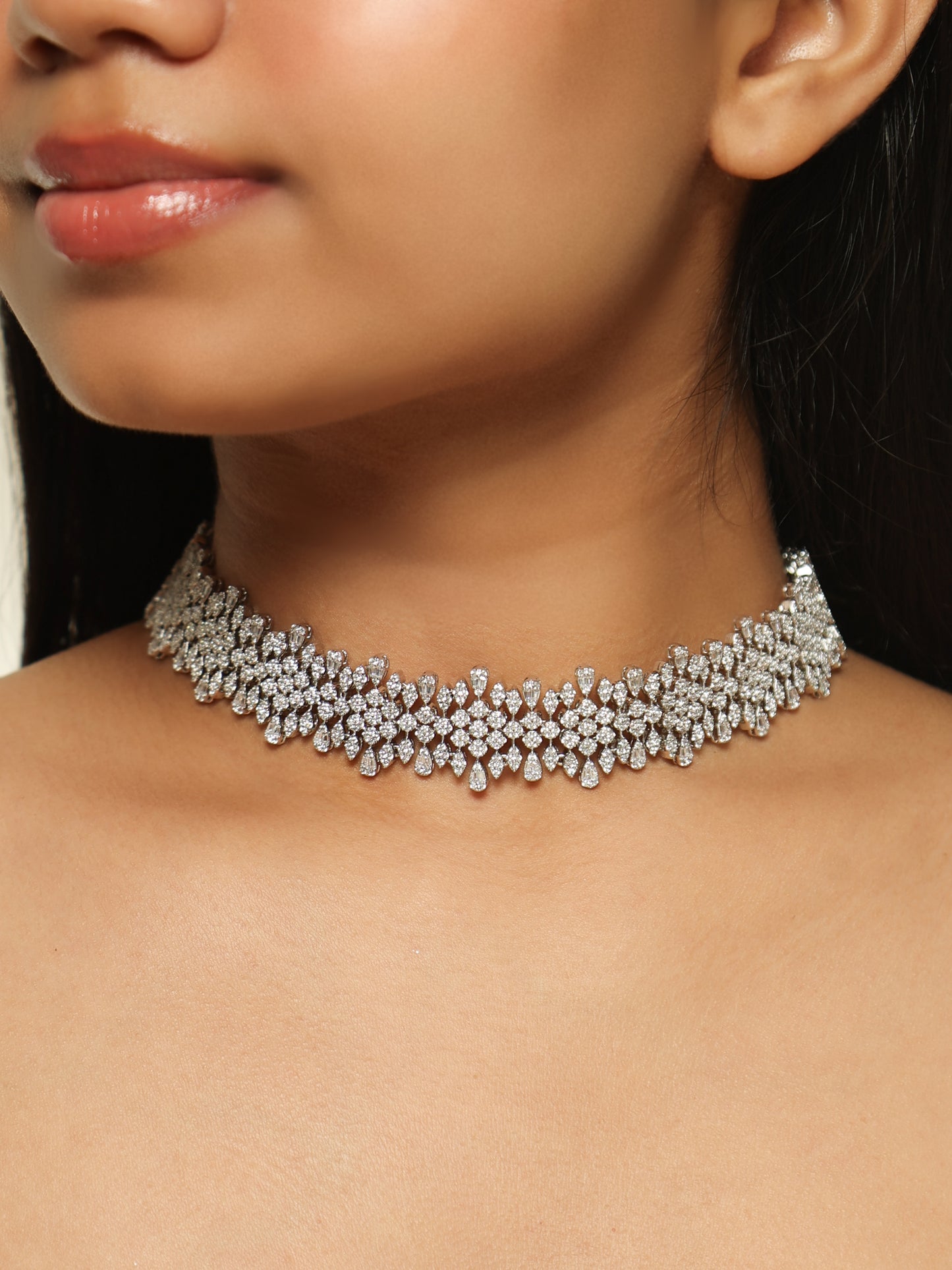 Noor Floral Diamond Choker Set