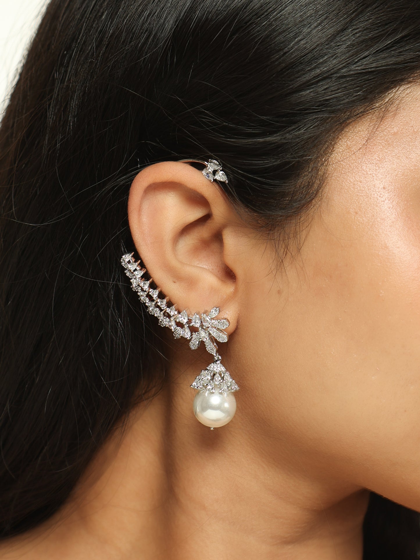 Celeste Pearl Bloom Ear Cuffs