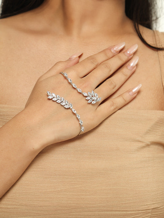 Elara Vine Crystal Palm Cuff