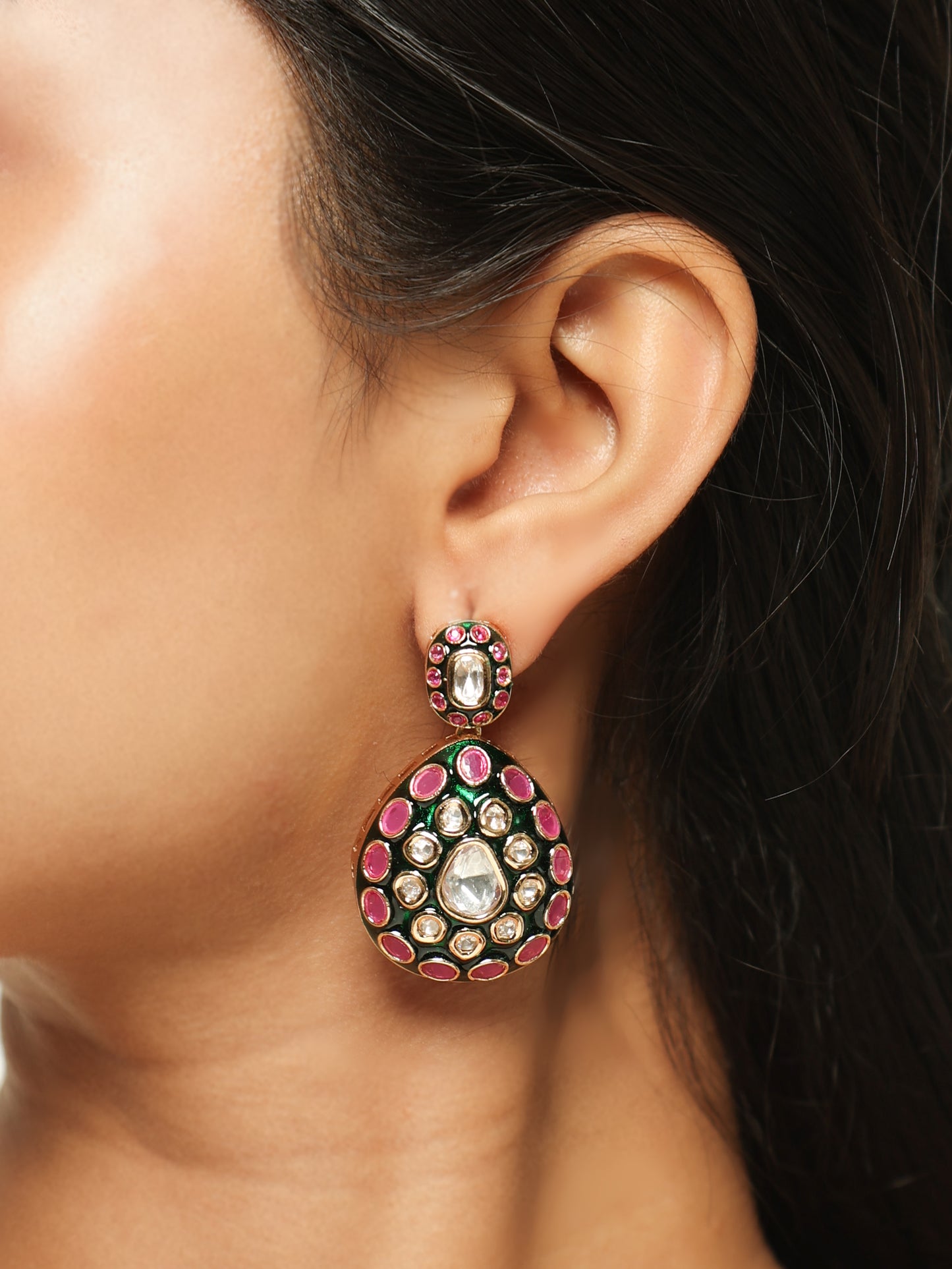 Noor Ruby Emerald Polki Necklace Set