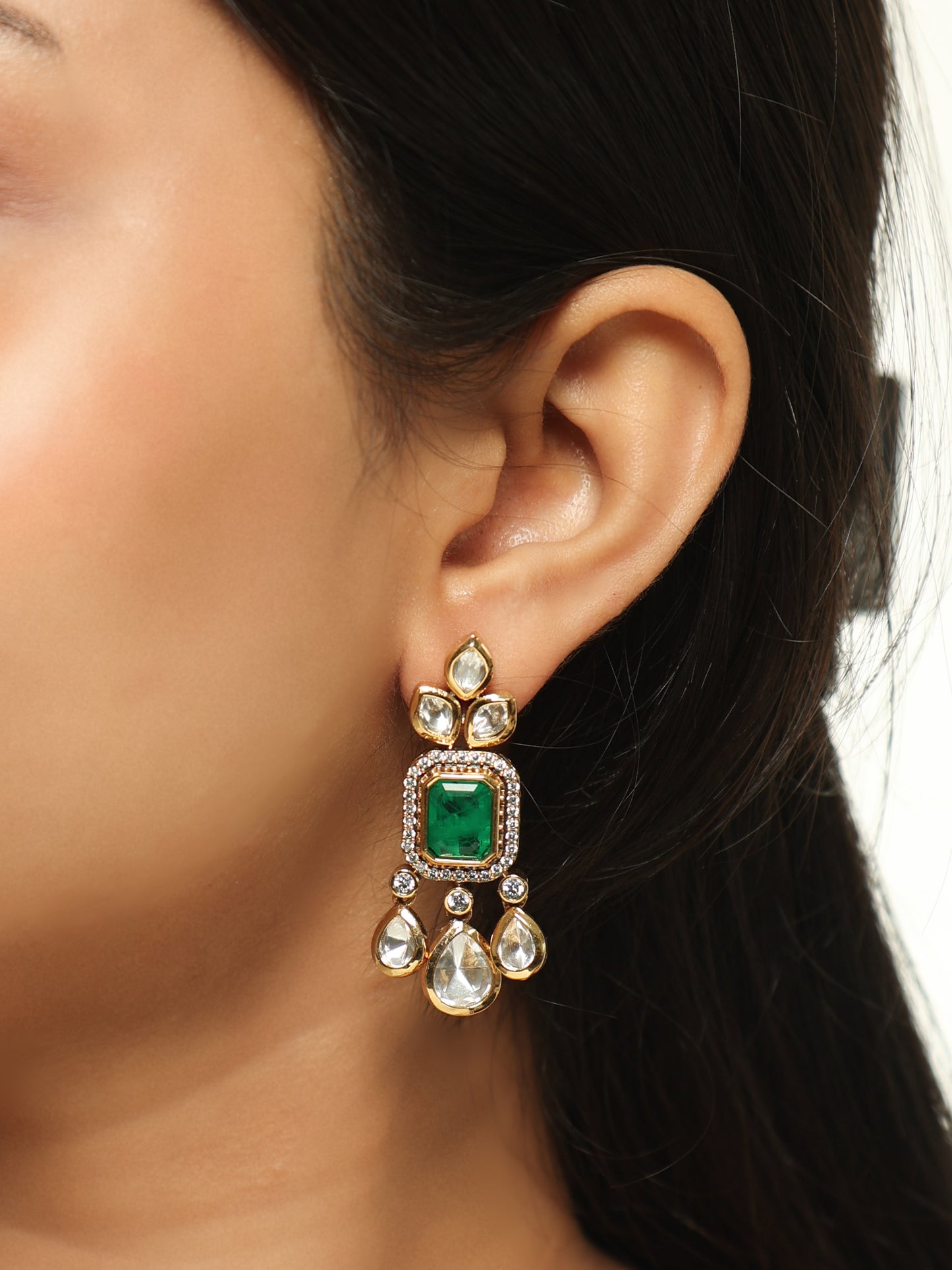 Meher Emerald Polki Necklace Set