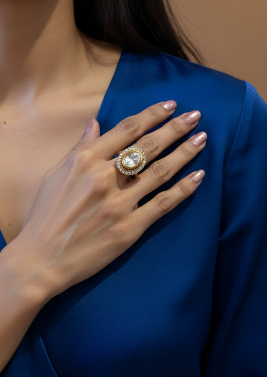 Elara Oval Radiance Halo Ring