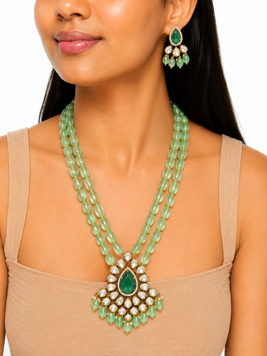 Aaranya Green Kundan Necklace Set