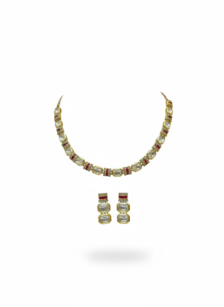 Emerald Radiance Polki Necklace Set