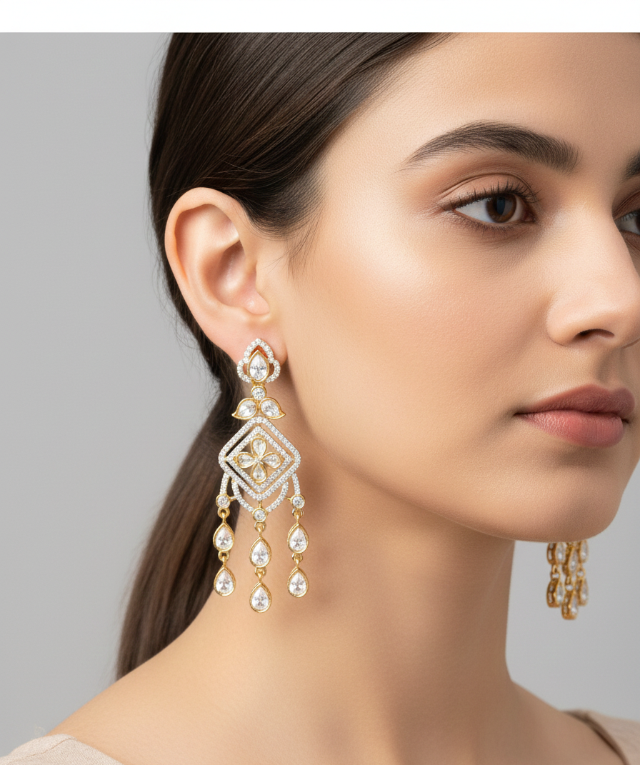 Celestial Frost Dewdrop Earrings