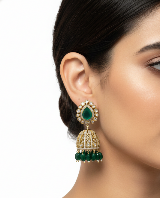Emerald Zohra Royal Jhumkas