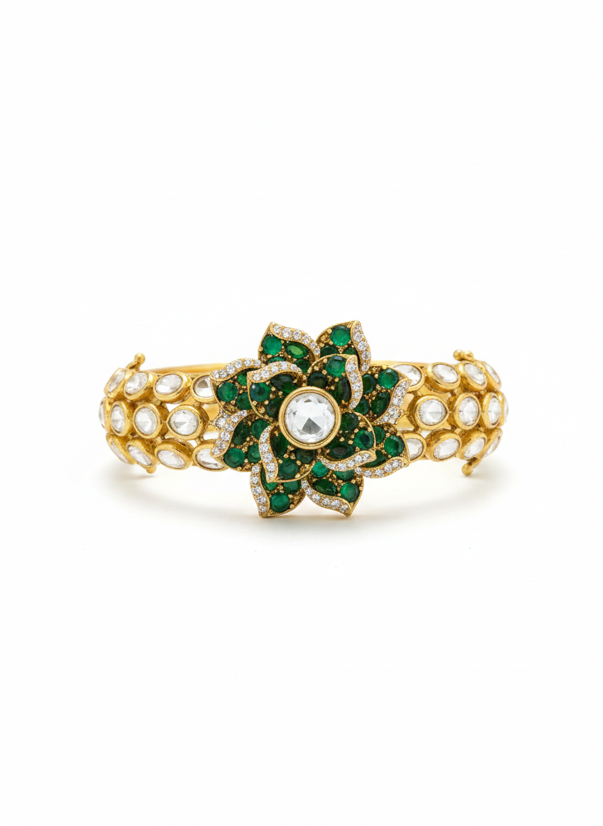Emerald Blossom Polki Royale Kada