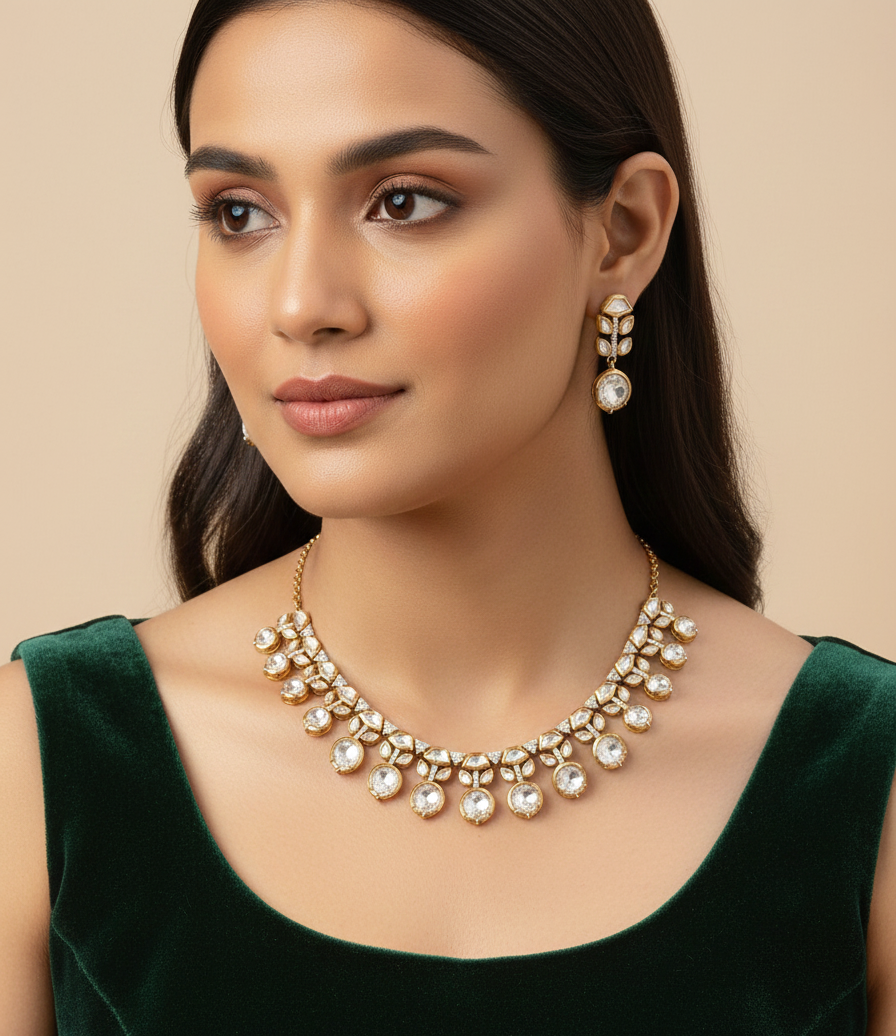 Radiant Noor Polki Necklace Set