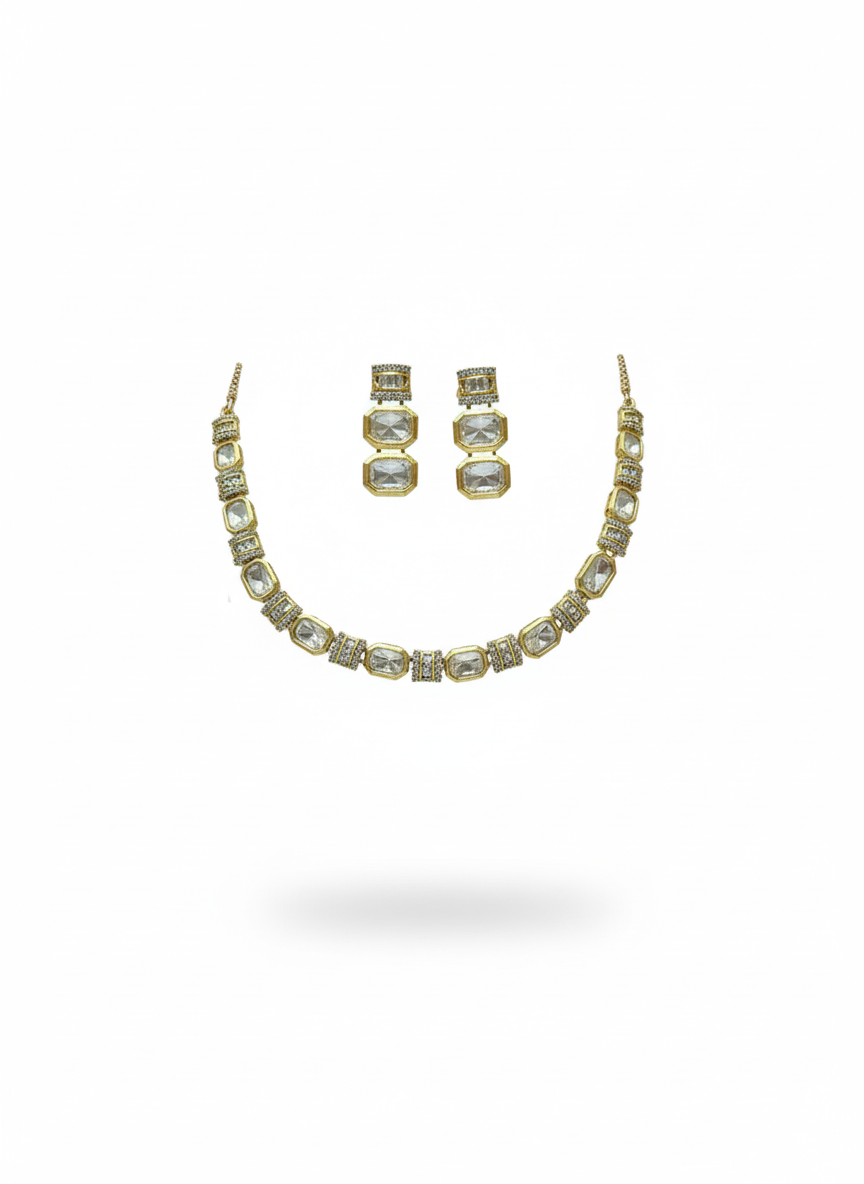Emerald Radiance Polki Necklace Set