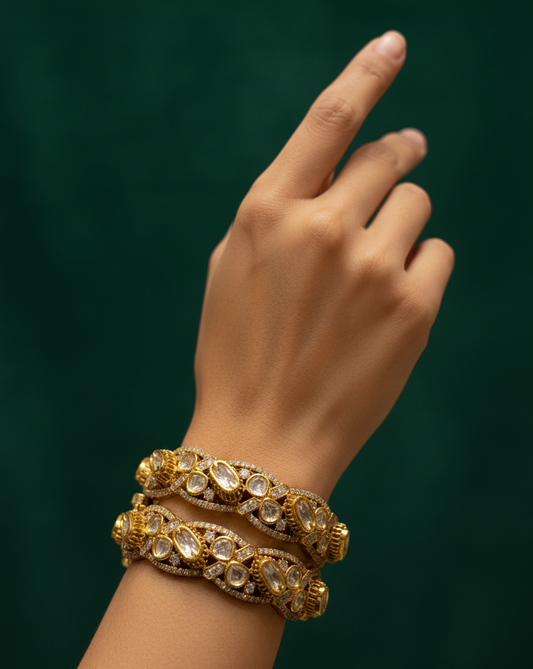 Rajwada Glint Kundan Bangles