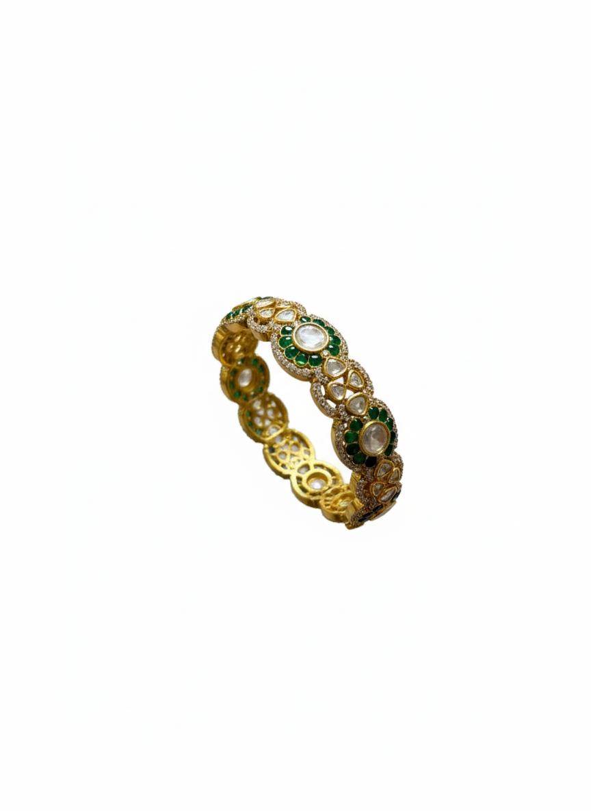 Emerald Radiance Polki Bangle