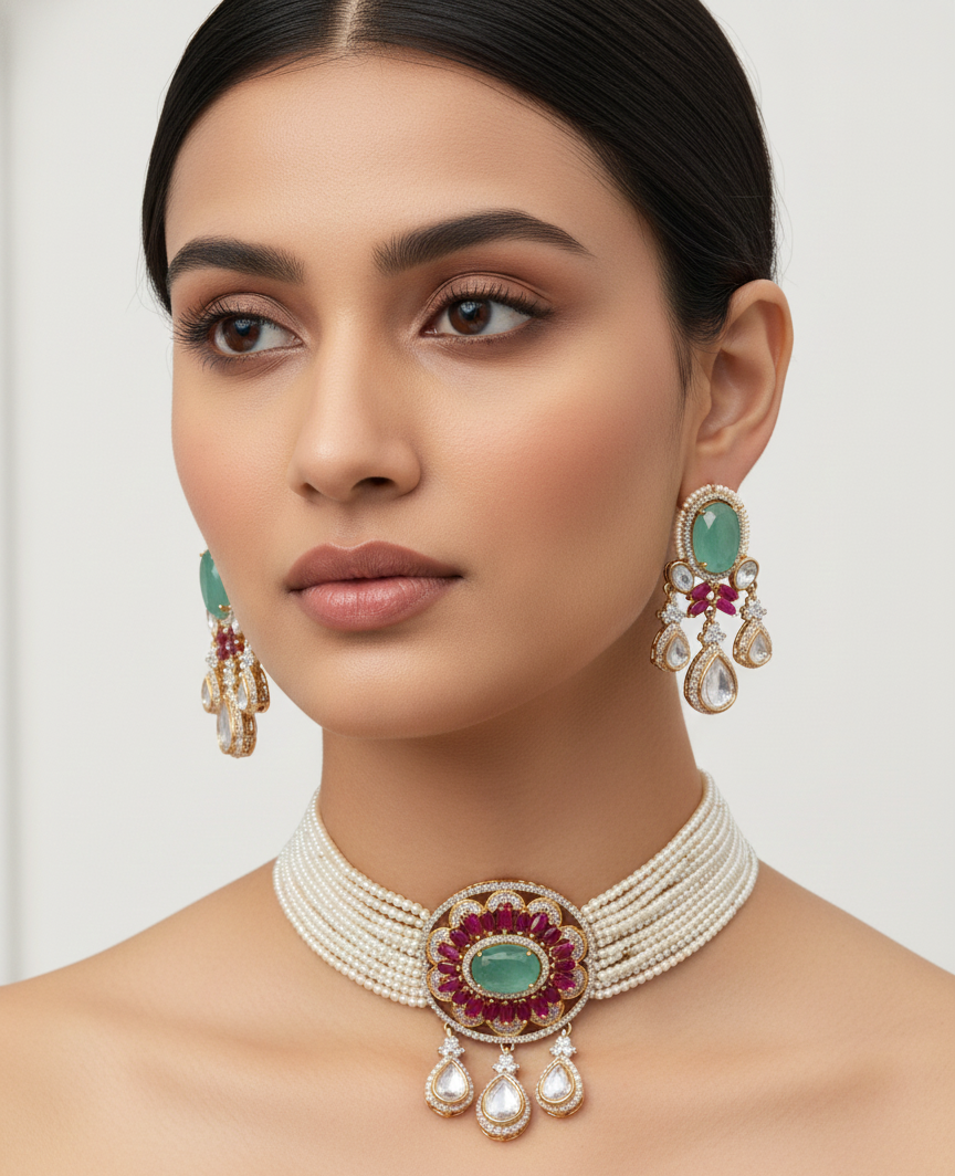 Emerald Lumiere Choker Set