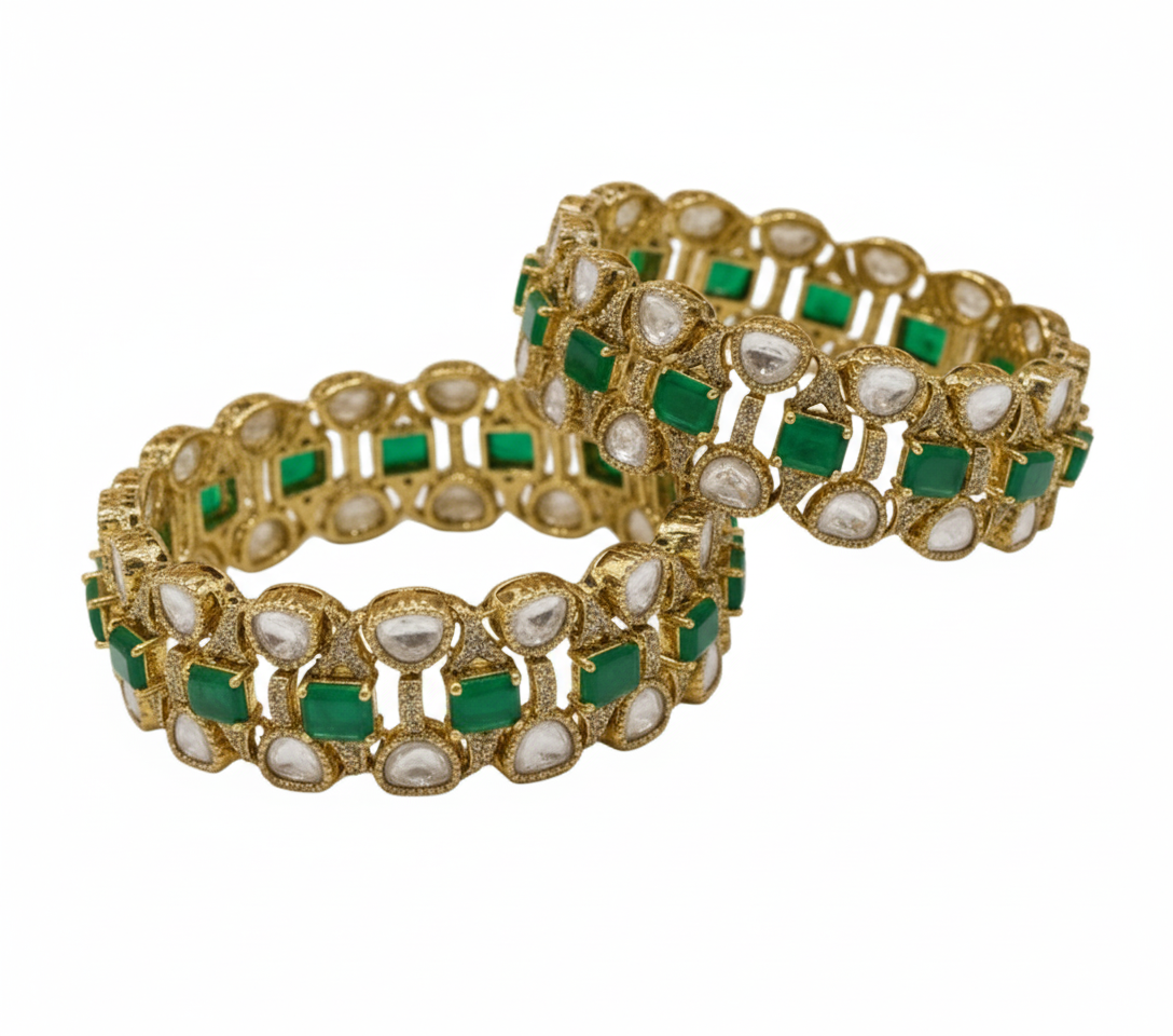 Emerald Aura Royale Bangles