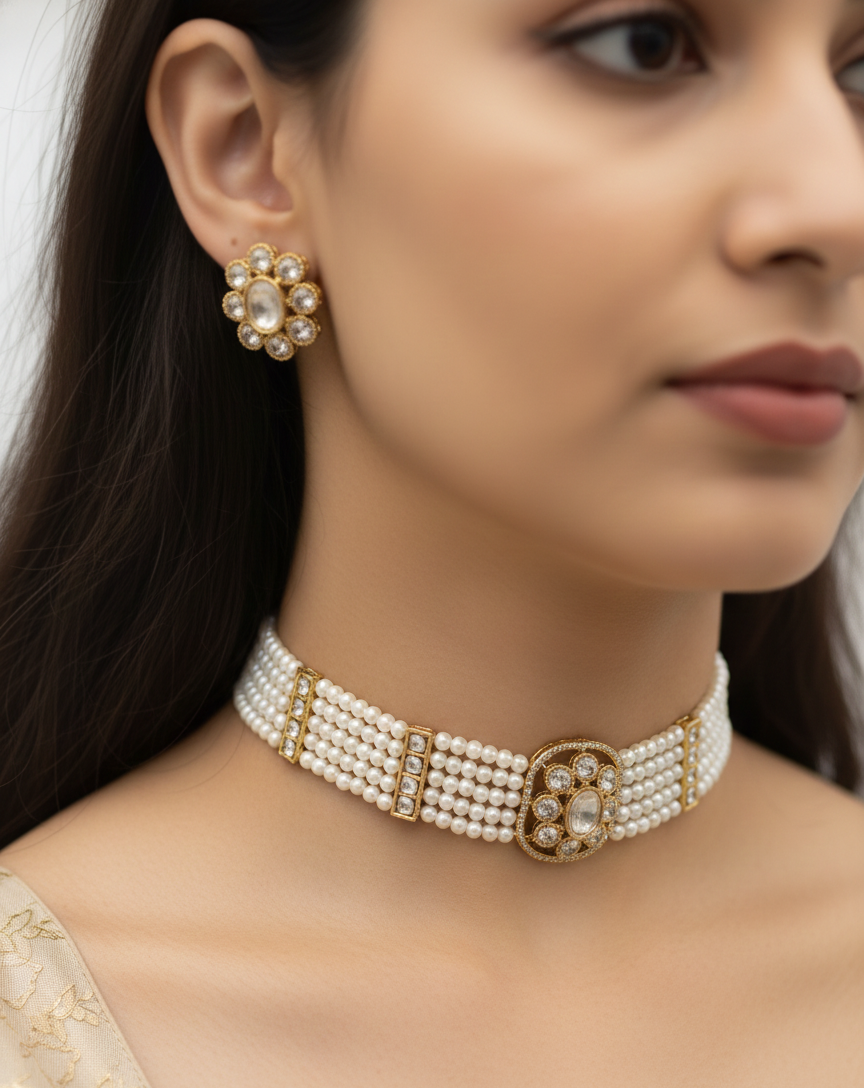 Aarohi Antique Pearl Choker Set