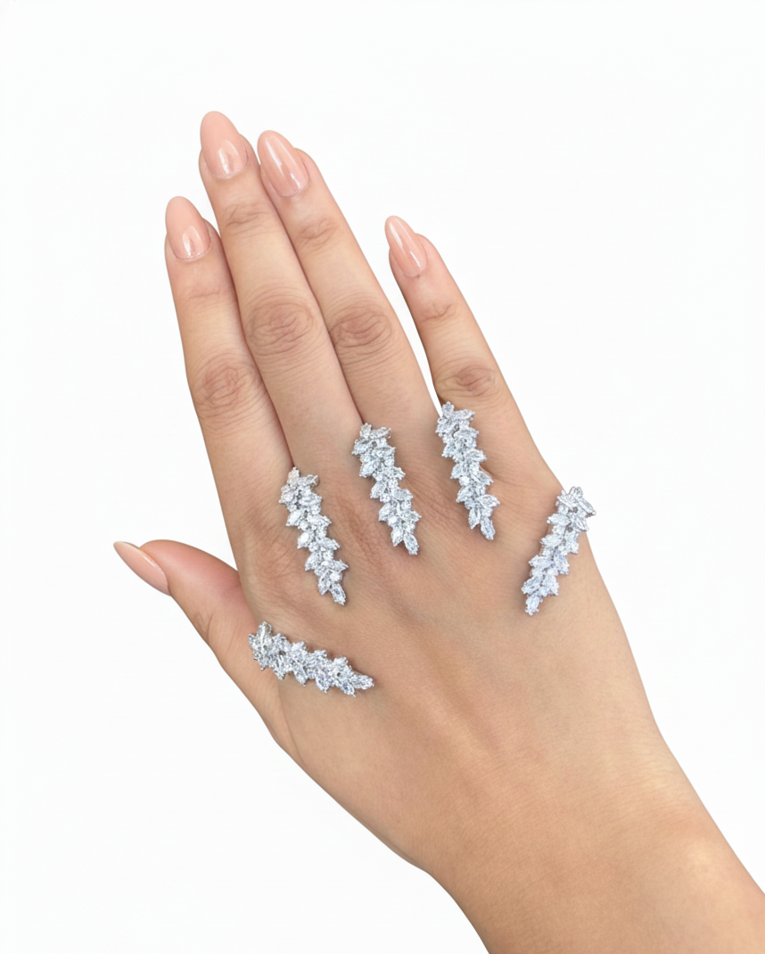 Ivory Vine Diamond Palm Cuff