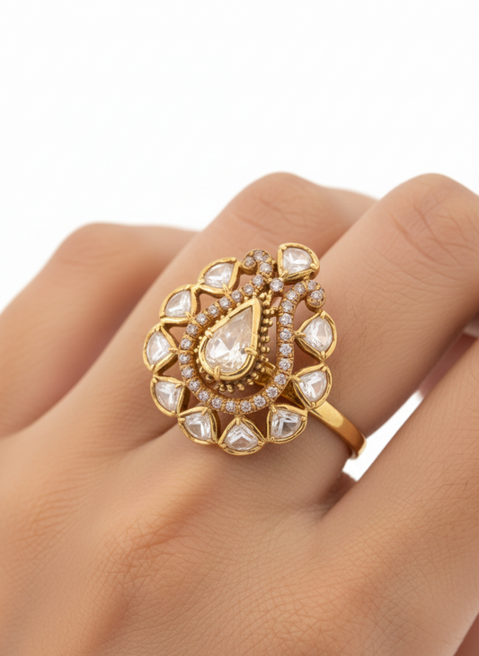 Royal Mayura Polki Statement Ring