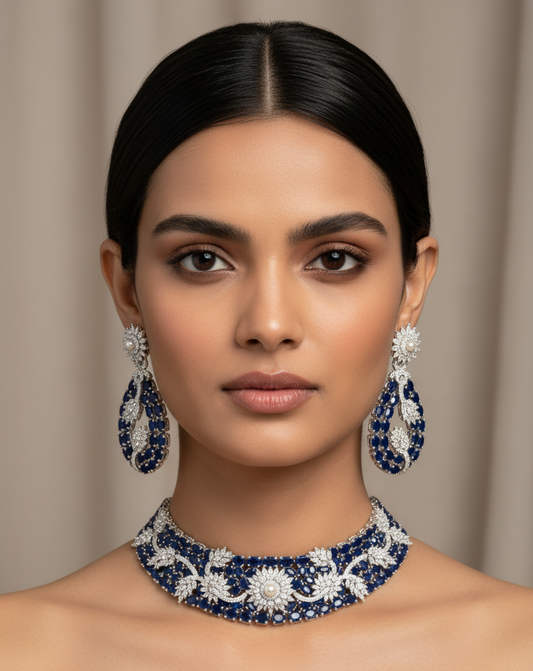 Royal Sapphire Twilight Polki Set