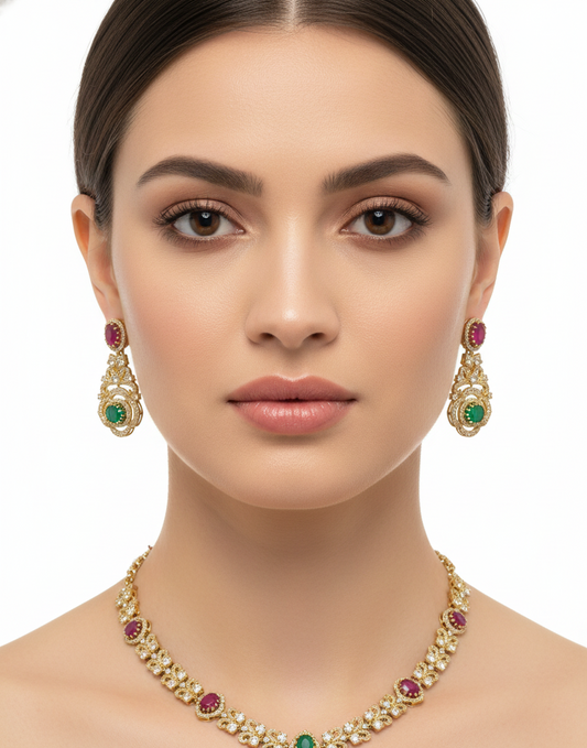 Ruhani Navratna Grace Necklace Set
