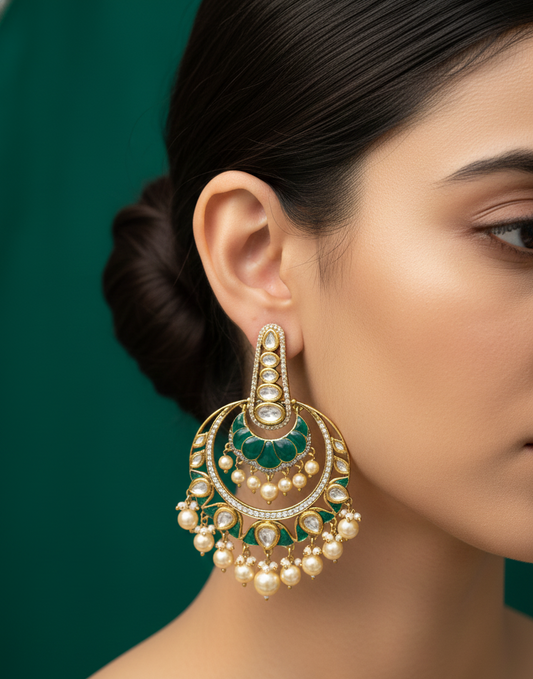 Zohra Emerald Crescent Chandbalis