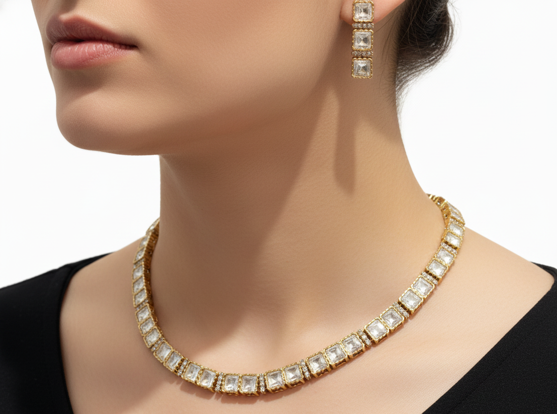 Regal Lumiere Square-Cut Necklace Set