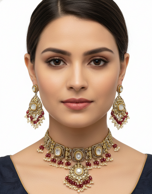 Ruhani Ruby Kundan Choker Set
