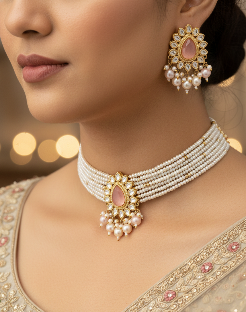 Blush Noor Pearl Kundan Set