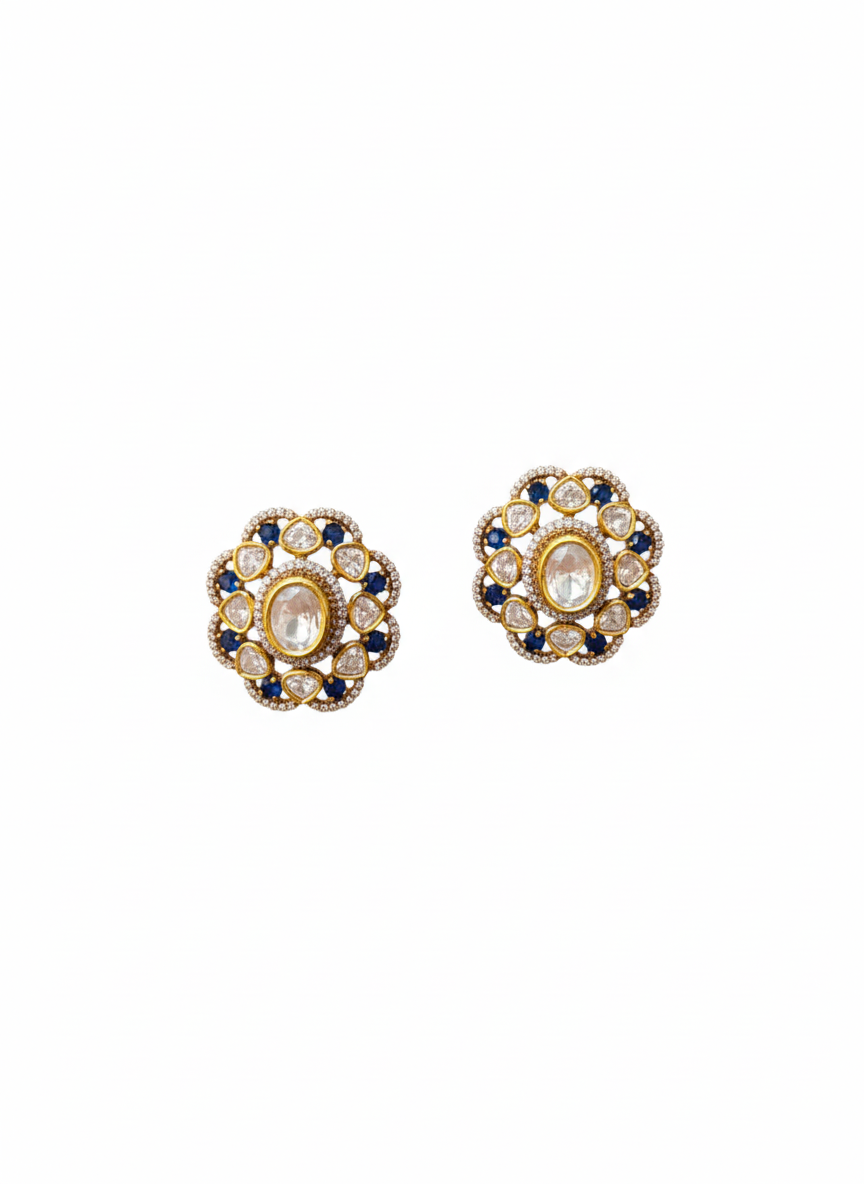 Rosy Aura Polki Bloom Studs