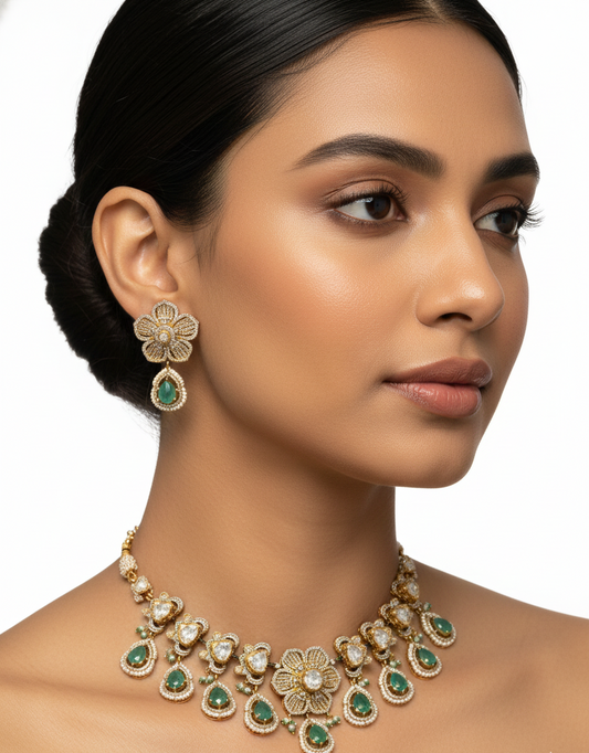 Ruhani Emerald Blossom Set