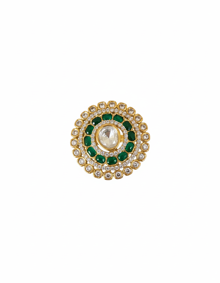 Emerald Dynasty Polki Statement Ring