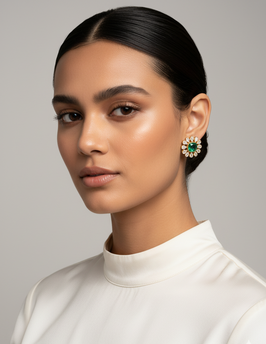 Emerald Petal Radiance Studs