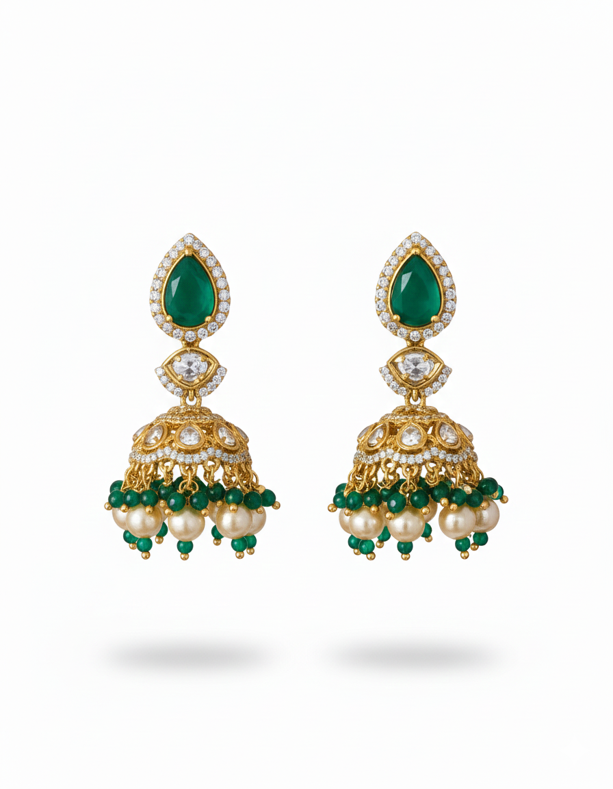 Emerald Regal Noor Jhumkas