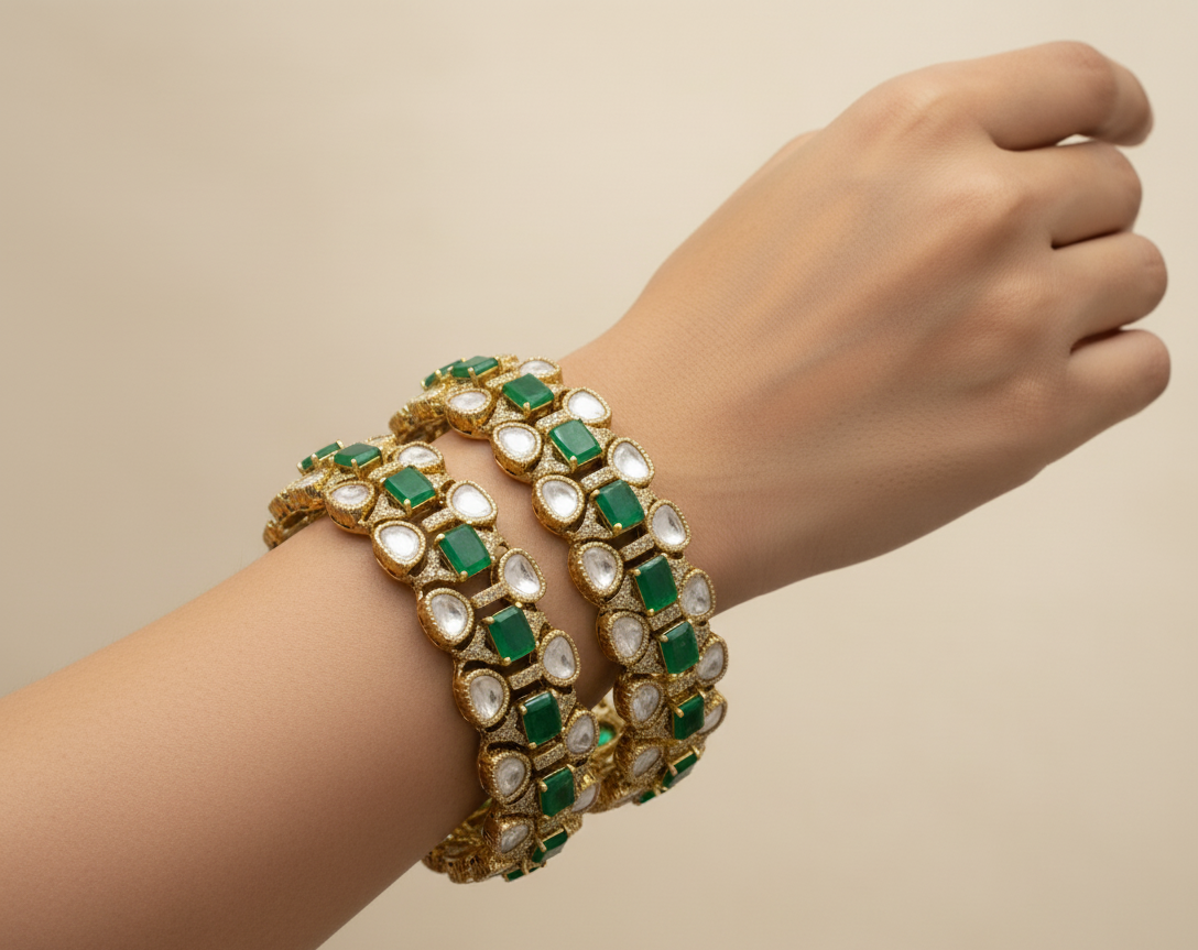 Emerald Aura Royale Bangles