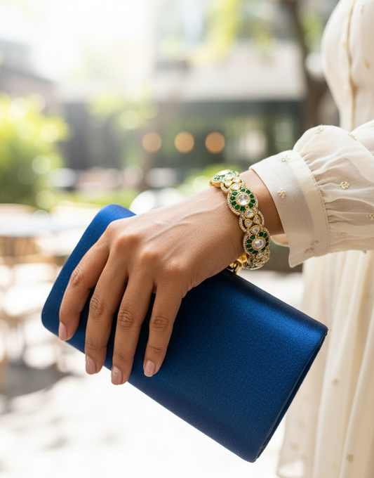 Emerald Radiance Polki Bangle