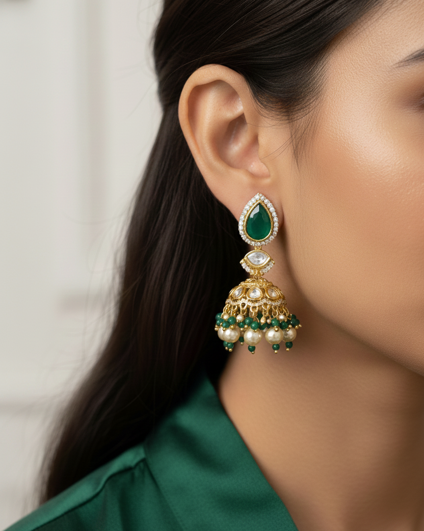 Emerald Regal Noor Jhumkas