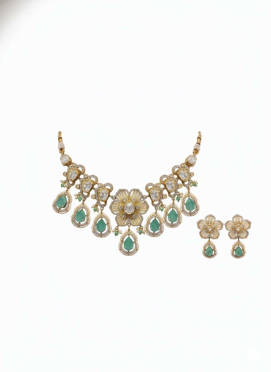 Ruhani Emerald Blossom Set