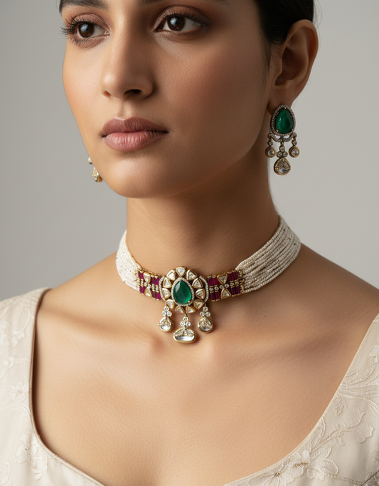 Emerald Royale Polki Choker Set