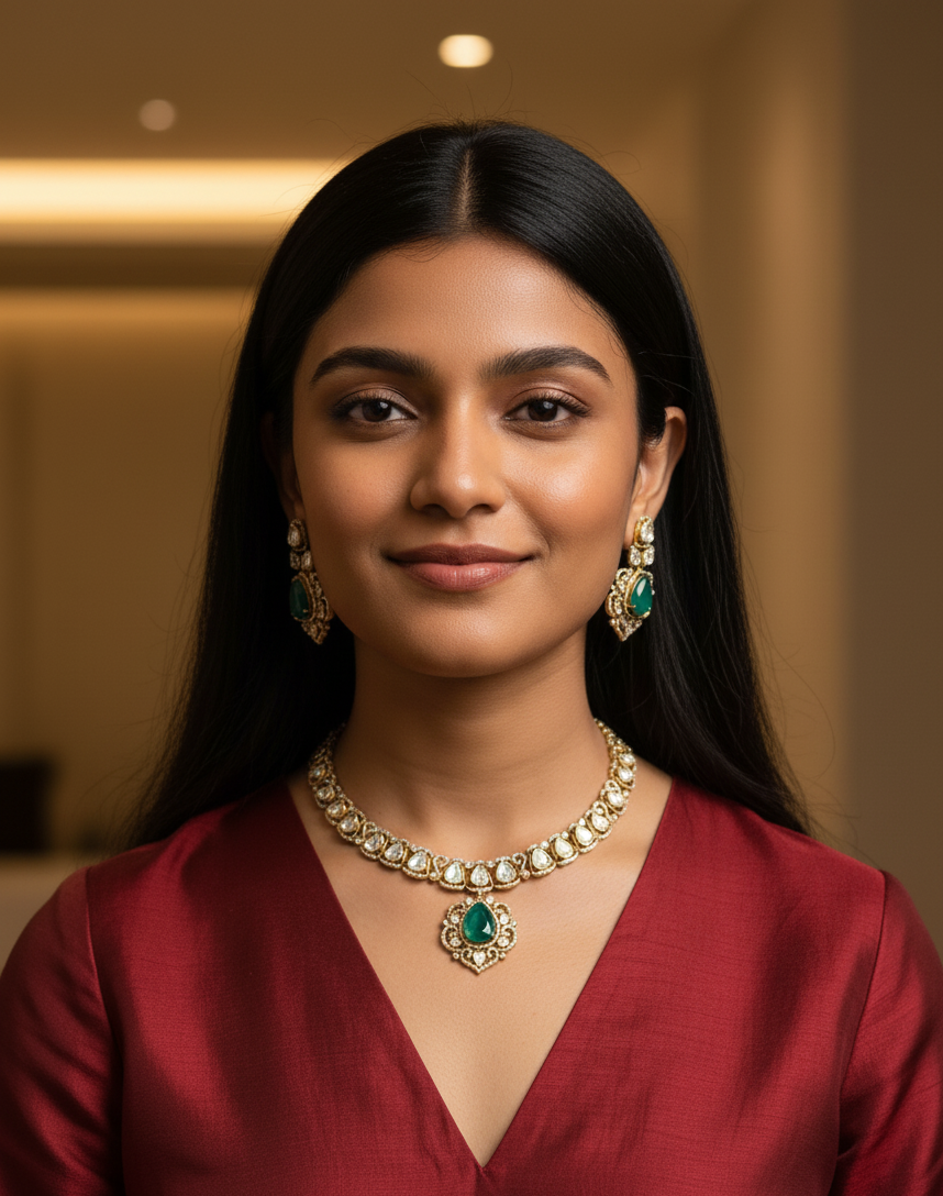 Royal Verdant Polki Elegance Set