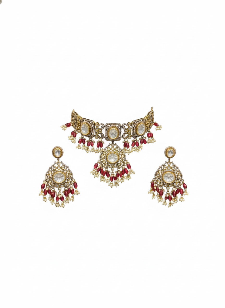 Ruhani Ruby Kundan Choker Set