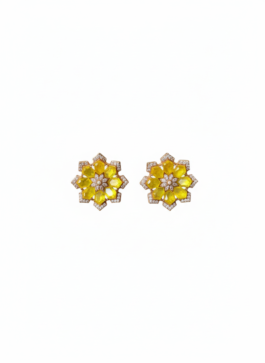 Emerald Aura Floral Studs