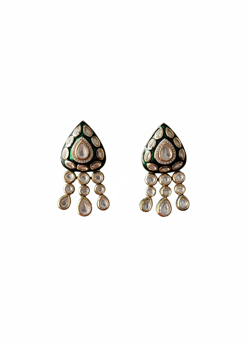 Emerald Noor Polki Drop Earrings