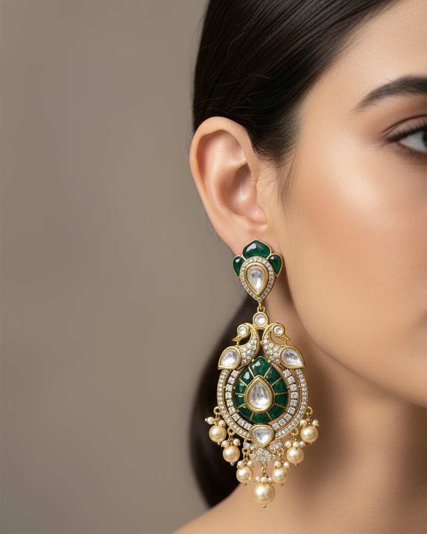 Emerald Noor Chandrika Earrings