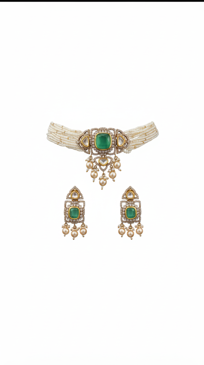 Emerald Regal Pearl Choker Set