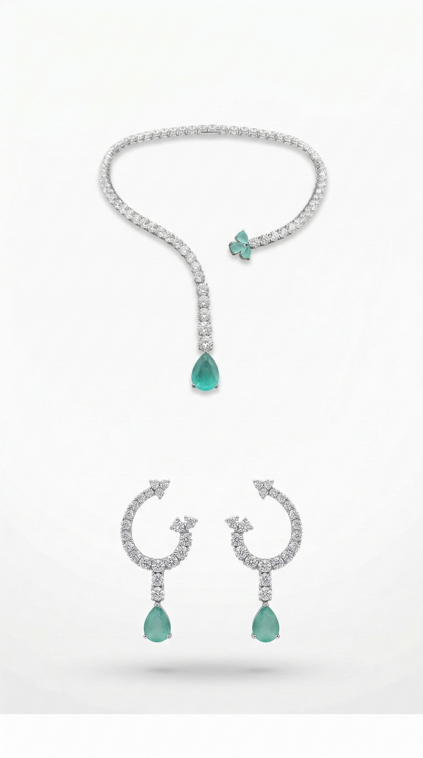 Zoya Clover Drop Diamond Necklace Set