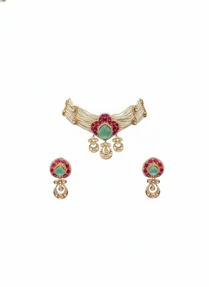 Emerald Rani Pearl Choker Set
