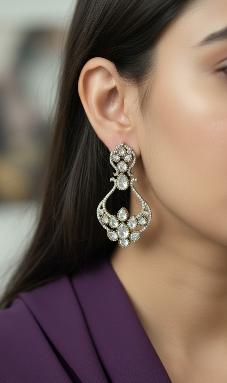 Regal Crystal Petal Drop Earrings