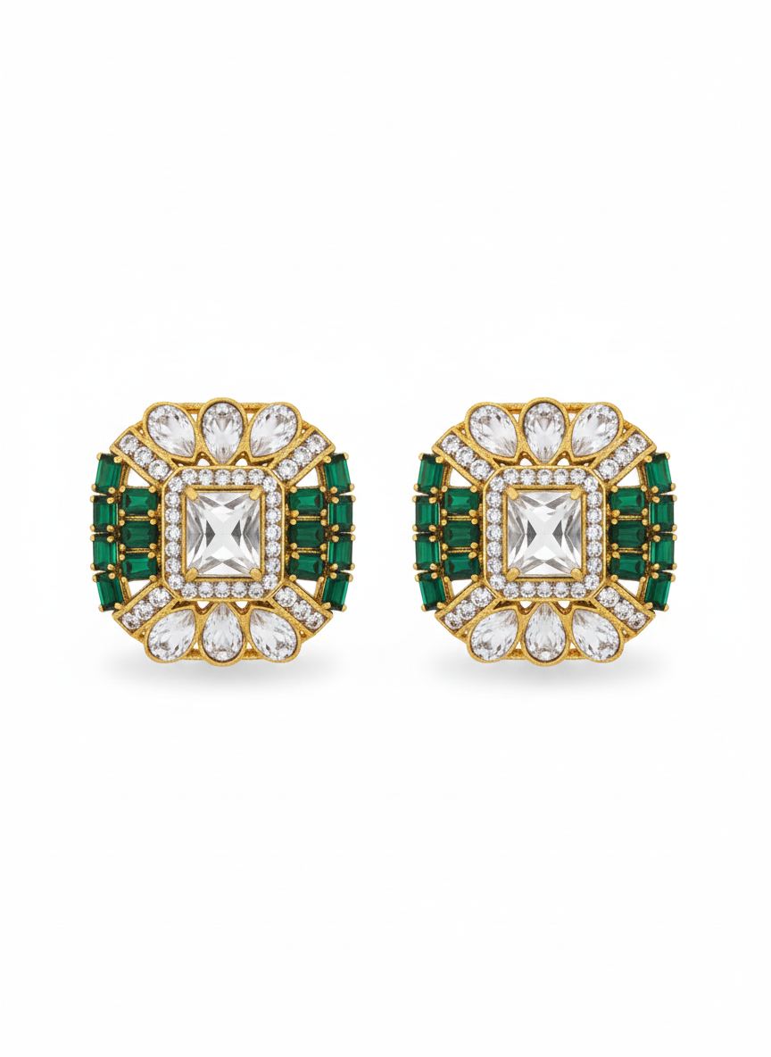 Emerald Regent Polki Studs