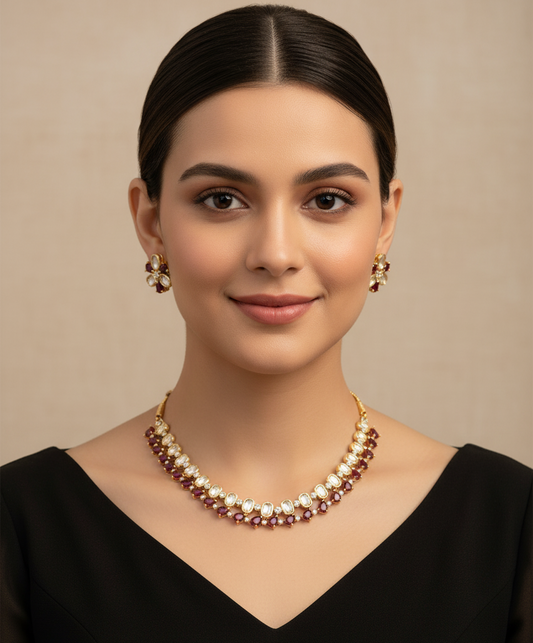 Ruby Halo Kundan Ensemble Set